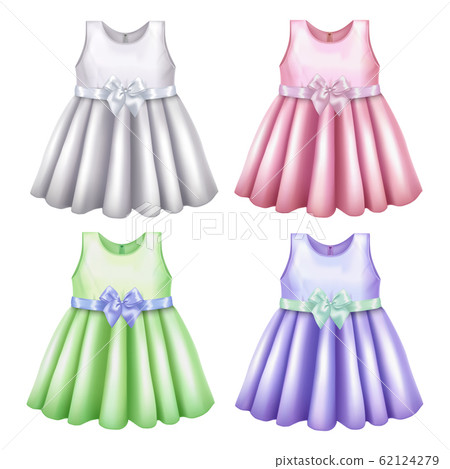 Baby Dress Mockup Set in Realistic Style Baby Dress Mockup Set in Realistic Style 62124279