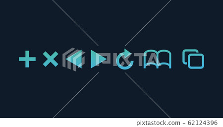 Browser icon set. add remove next refresh bookmarks tabs icons. Stock Vector illustration isolated on blue background. 62124396