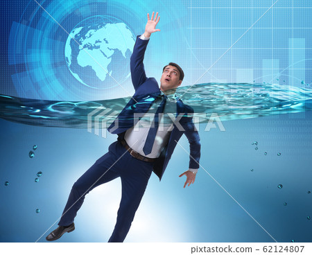 Drowning businessman in insolvency and bankruptcy concept 62124807