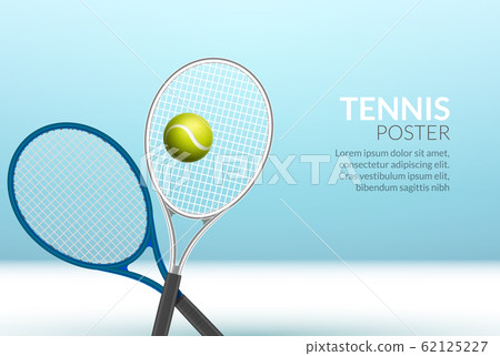 Tennis Banner Background Tennis Ball Racket Stock Illustration