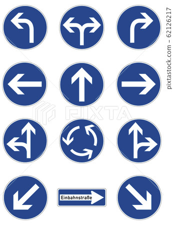Set of road signs. The prescribed direction of... - Stock Illustration ...
