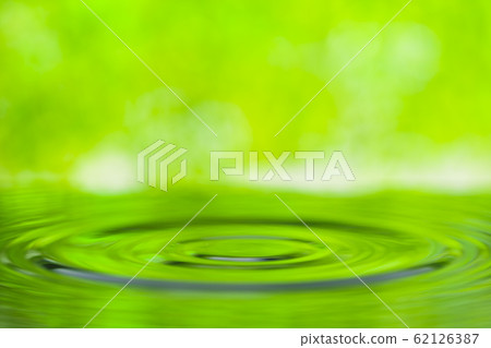 Fresh green background with drops falling on water surface 62126387