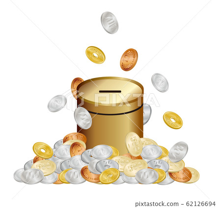 Piggy bank and coin Piggy bank and coin 62126694