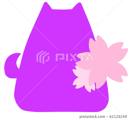 Pomeranian silhouette cherry blossoms sitting... - Stock Illustration ...