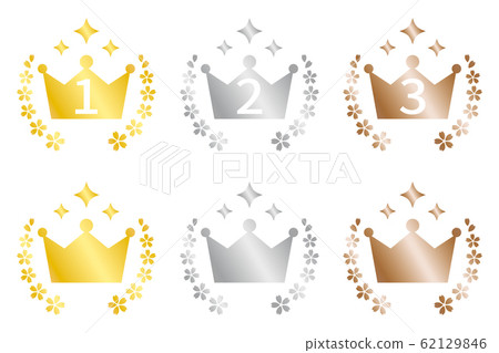 Cherry blossom ranking icon set Gold, silver and copper Cherry blossom ranking icon set Gold, silver and copper 62129846