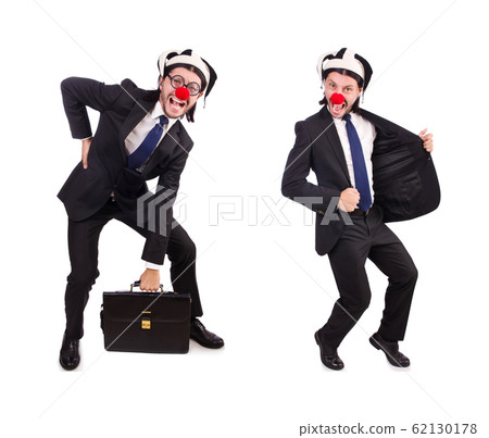 Funny clown businessman isolated on the white background 62130178