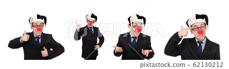 Clown businessman isolated on white 62130212