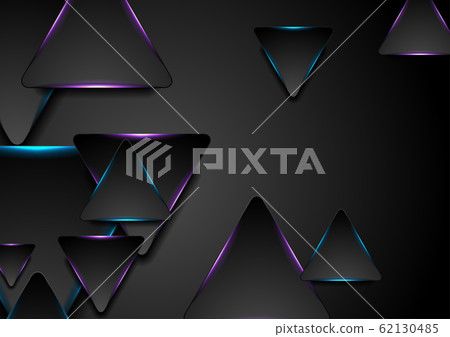 Black and glowing blue purple triangles abstract - Stock Illustration ...