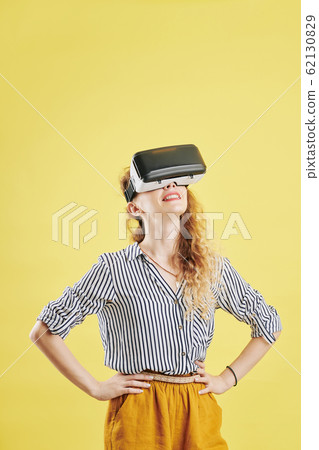 Young woman testing new VR application 62130829