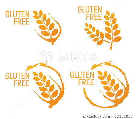 Gluten Free. Allergen food, GMO free products icon and logo. Intolerance and allergy food. Concept cartoon vector illustration and isolated art. 62131035