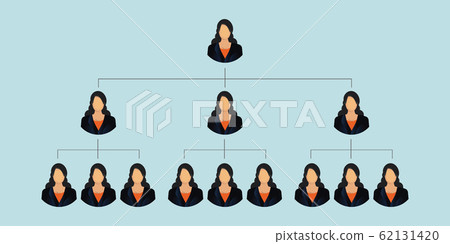 Corporation business hierarchy isolated on blue 62131420