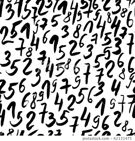 Seamless pattern with handdrawn numbers. Digits vector illustration. 62131475