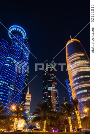 DOHA, QATAR - FEBRUARY 7, 2020: The skyline of the modern and high-rising city of Doha in Qatar, Middle East. 62131813