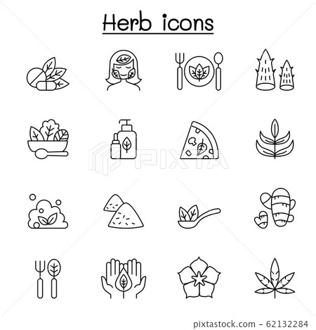 Herb icon set in thin line style - Stock Illustration [62132284] - PIXTA