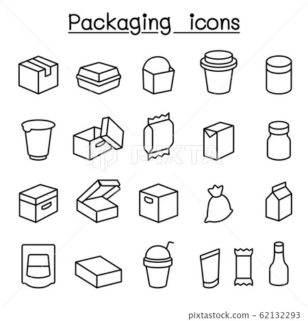 Package icon set in thin line style Package icon set in thin line style 62132293