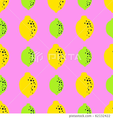 Lime and lemon fruit pattern. Seamless background or citrus wallpaper. Repeated design great for 62132422