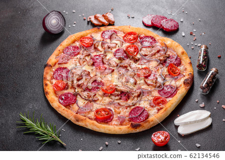 Pepperoni Pizza with Mozzarella cheese Pepperoni Pizza with Mozzarella cheese 62134546