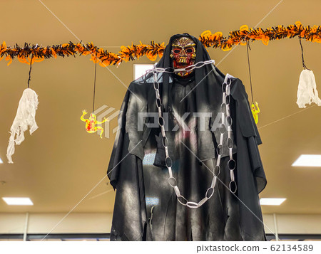 Horror Halloween ornament the death dummy hanging on ceiling 62134589