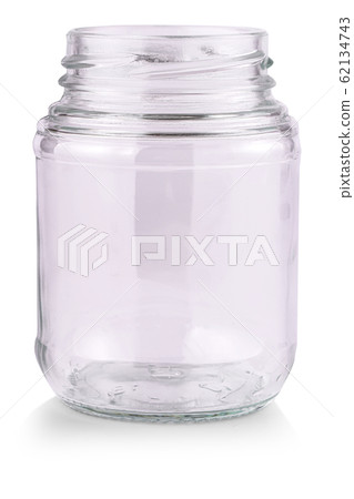 Empty glass jar isolated on a white background 62134743