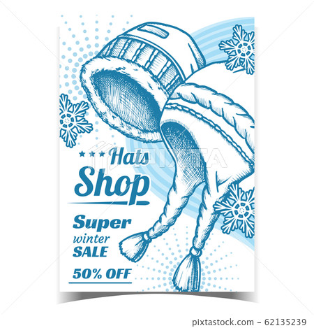 Hats Shop Winter Sale Advertising Banner Vector 62135239