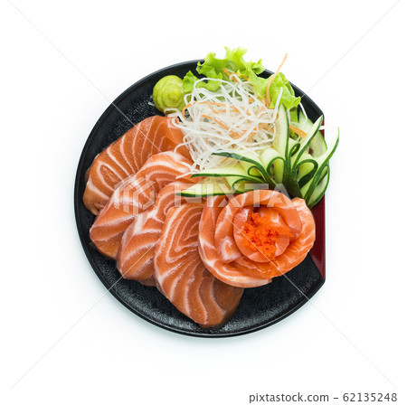 Salmon Sashimi served Wasabi Japanese food style Salmon Sashimi served Wasabi Japanese food style 62135248