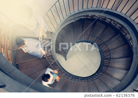 Outdoor spiral wooden staircase Outdoor spiral wooden staircase 62136376