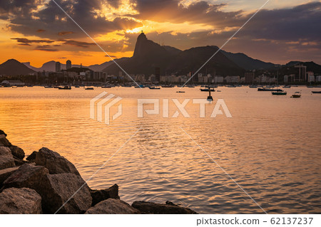 Beautiful panorama of Rio de Janeiro at twilight, Brazil. 62137237