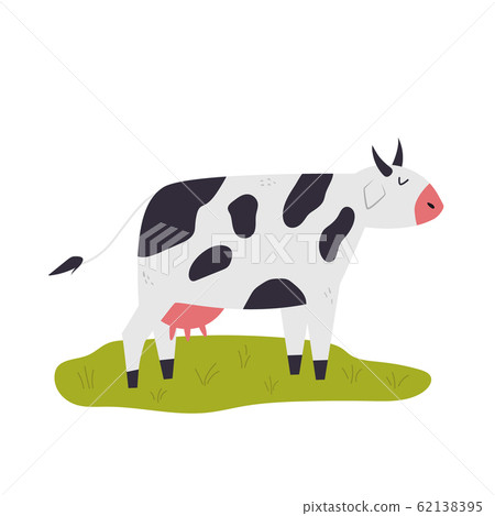 One happy dreaming cow on a lane. One happy dreaming cow on a lane. 62138395