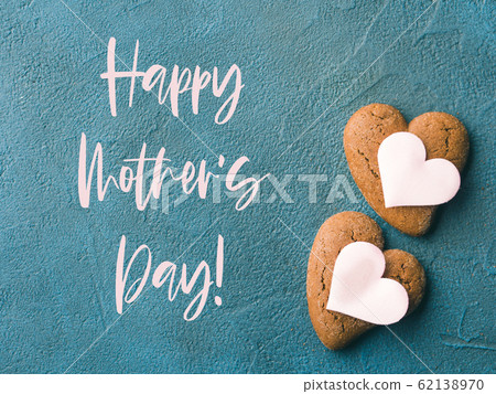 Heart shaped cookies for mothers day. Text 62138970
