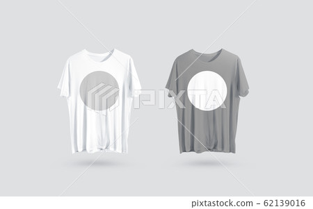 Blank grey and white t-shirt front side view, design mockup 62139016