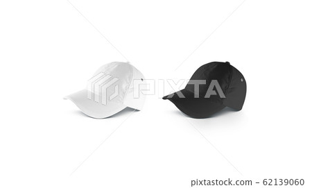 Blank black and white lying baseball cap mockup set, side view Blank black and white lying baseball cap mockup set, side view 62139060