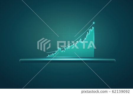 Tablet showing holographic graphs and stock market Tablet showing holographic graphs and stock market 62139092
