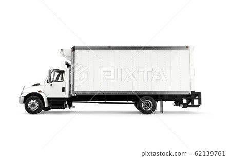 Lateral white truck isolated on a white background Lateral white truck isolated on a white background 62139761