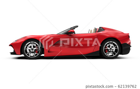 lateral view of a red convertible car 62139762