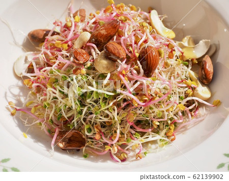 Fresh sprout almond cashew nuts salad Fresh sprout almond cashew nuts salad 62139902