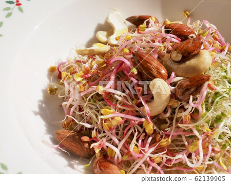 Fresh sprout almond cashew nuts salad Fresh sprout almond cashew nuts salad 62139905