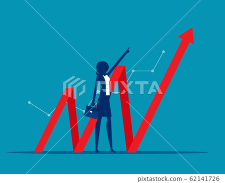 Successful with growth chart and arrows. Flat Successful with growth chart and arrows. Flat 62141726