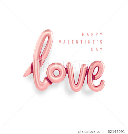 Pink love balloon font letterig banner Valentines Day 62142091