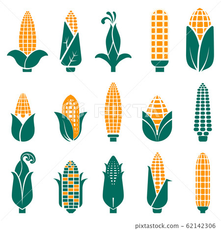Sweet corn cobs icons collection in abstract... - Stock Illustration ...