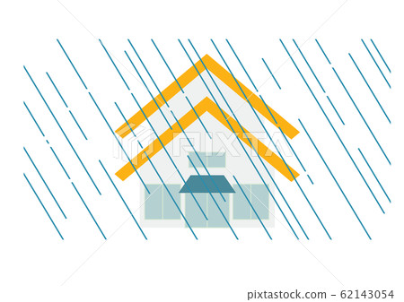 Illustration of house with heavy rain - Stock Illustration [62143054 ...