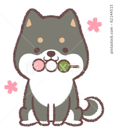 三色餃子和黑色柴犬 三色餃子和黑色柴犬 62144515