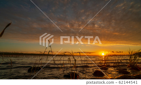 Beautiful lake in Karelia on sunset 62144541