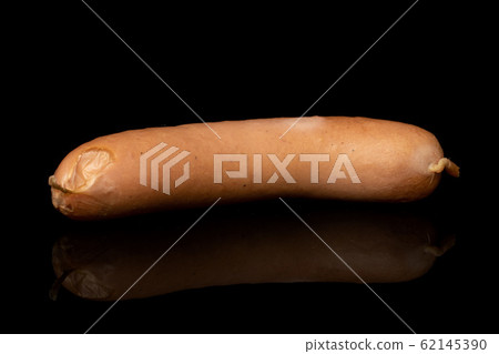 German pork sausage isolated on black glass German pork sausage isolated on black glass 62145390