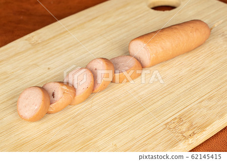 German pork sausage on cognac leather German pork sausage on cognac leather 62145415