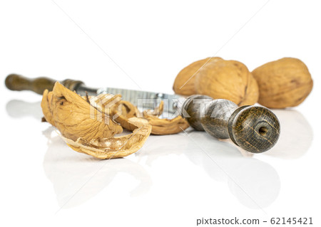 Brown tasty walnut isolated on white Brown tasty walnut isolated on white 62145421