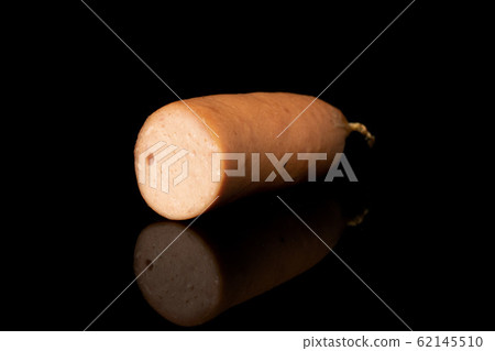 German pork sausage isolated on black glass 62145510