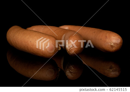 German pork sausage isolated on black glass German pork sausage isolated on black glass 62145515