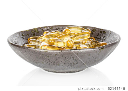 Golden fish oil isolated on white 62145546