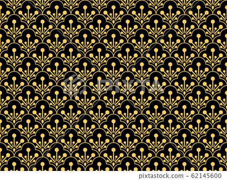 Flower pattern. Seamless gold and black ornament. Flower pattern. Seamless gold and black ornament. 62145600