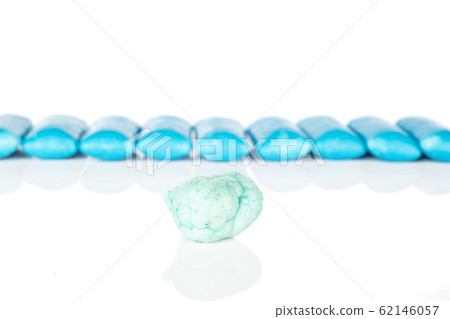Blue chewing gum isolated on white Blue chewing gum isolated on white 62146057